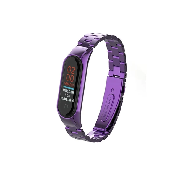 Xiaomi Mi Band 4 Metal Baklalı Kordon - Mor ürün görseli 1