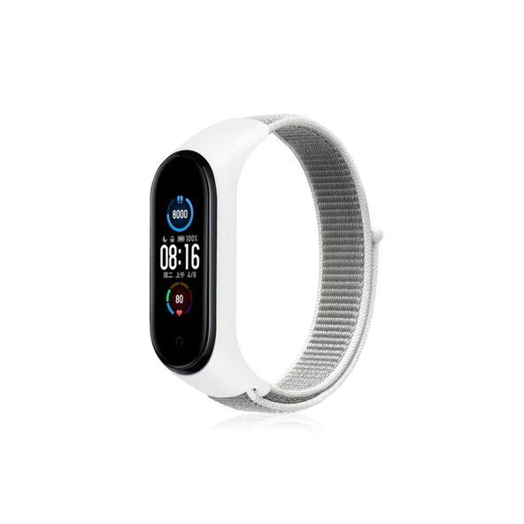 Xiaomi Mi Band 4 Hasırlı Cırtcırtlı Kordon - Beyaz ürün görseli 1