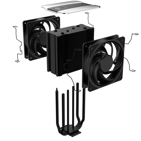 COOLERMASTER V4 ALPHA 3DHP MAZ-T2HP-217PK-R1 AM5-1851P HAVA SOĞUTMALI DUAL İŞLEMCİ FANI - Resim 4