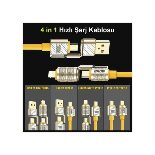 CODEGEN CDG-CNV89 Lightning 2 metre Şarj ve Data Kablosu 240W - Resim 3