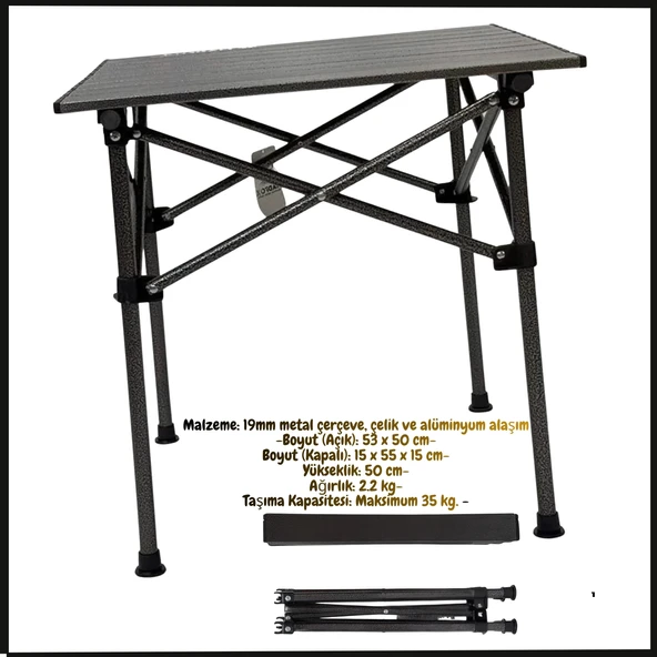 Uyguna-Yakala Akordion Yüzey - Katlanabilir Alüminyum Kamp Masası - MLZ.333 ürün görseli 1