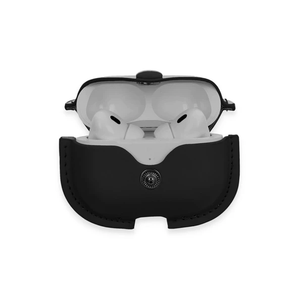 Airpods Pro 2 (2.nesil) Çanta Deri Kılıf - Siyah - Resim 3