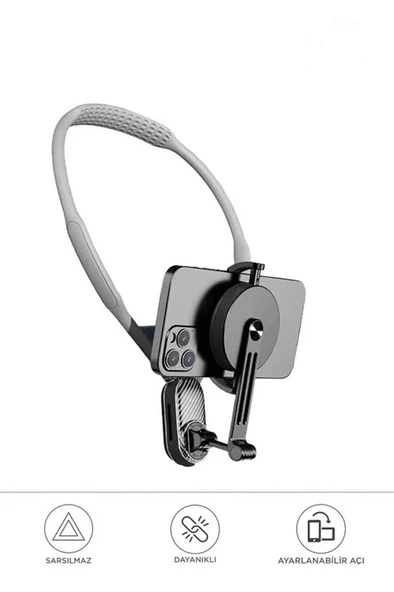 360 Derece Ayarlanabilir Boyun Askılı Manyetik Telefon Tutucu - Resim 2