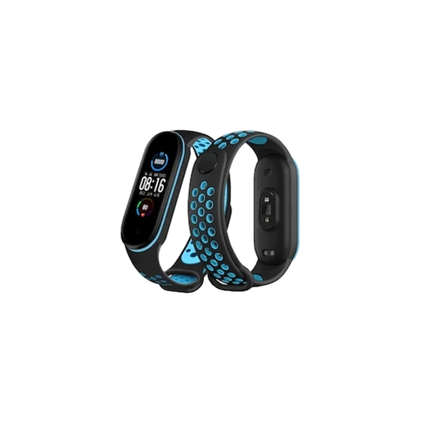 Xiaomi Mi Band 4 Spor Delikli Kordon - Siyah-mavi ürün görseli 1