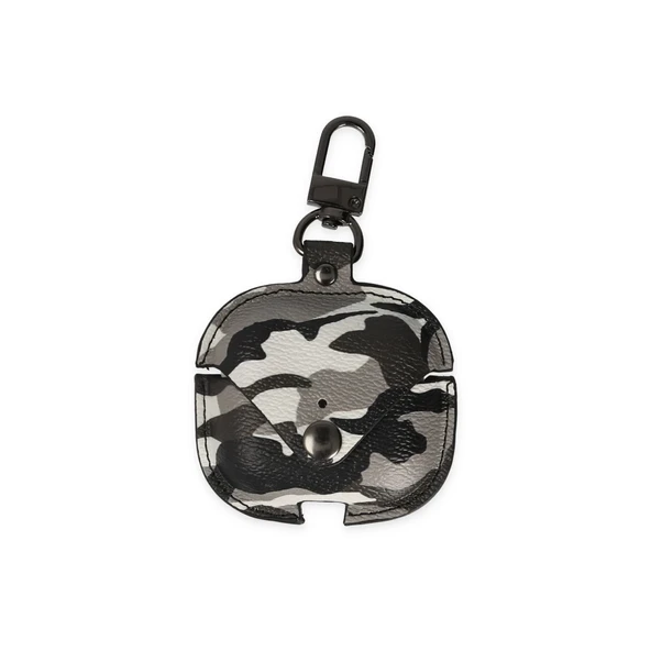 Airpods Pro 2 (2.nesil) Çanta Kamuflaj Deri Kılıf - Gri ürün görseli 1