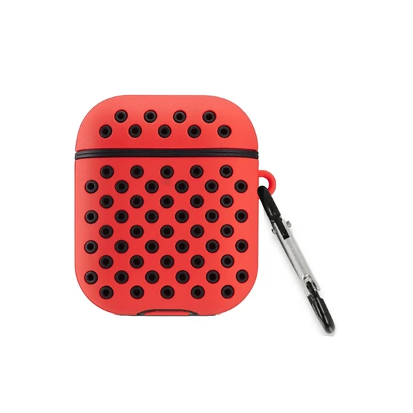 Airpods 2 (2.nesil) Spor Delikli Kılıf - Kırmızı-siyah ürün görseli 1