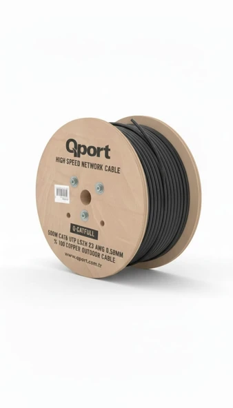 QPORT Q-CATFULL 23AWG 500 METRE CAT6 OUTDOOR SİYAH ürün görseli 1