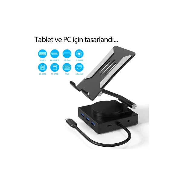 Dönüştürücü 10in1 Hub 116 - Gri - Resim 3