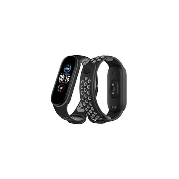 Xiaomi Mi Band 7 Spor Delikli Kordon - Siyah-gri ürün görseli 1