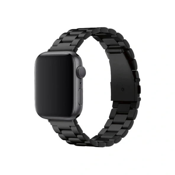 Apple Watch 42mm Metal Baklalı Kordon - Siyah - Resim 2