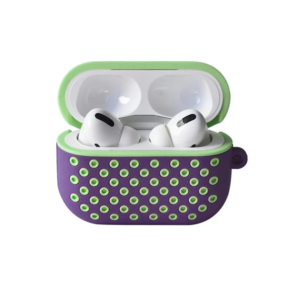 Airpods Pro 2 (2.nesil) Spor Delikli Kılıf - Lila-yeşil ürün görseli 1