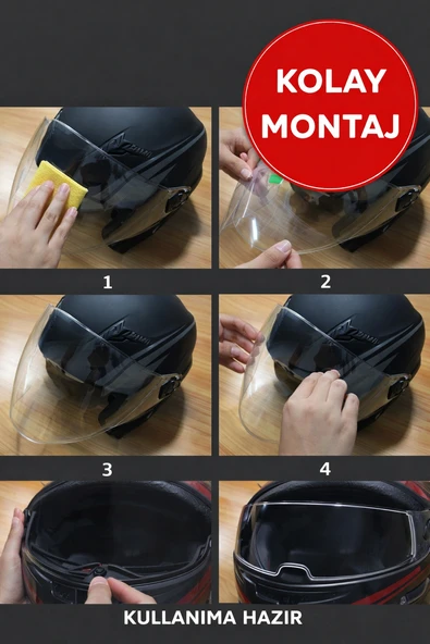 Motosiklet Kaskı Yağmur Kaydırıcı Film – Anti Sis Şeffaf Vizör Cam Koruyucu - Resim 5