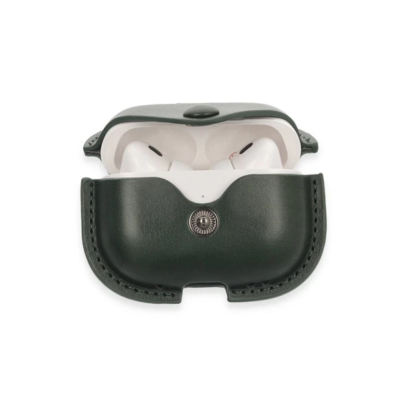 Airpods Pro 2 (2.nesil) Çanta Deri Kılıf - Haki Yeşil - Resim 3