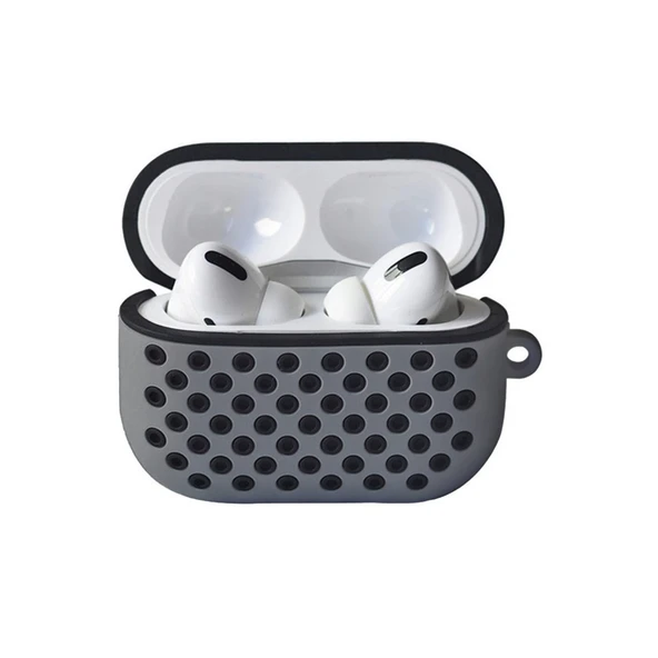 Airpods Pro 2 (2.nesil) Spor Delikli Kılıf - Gri-siyah ürün görseli 1
