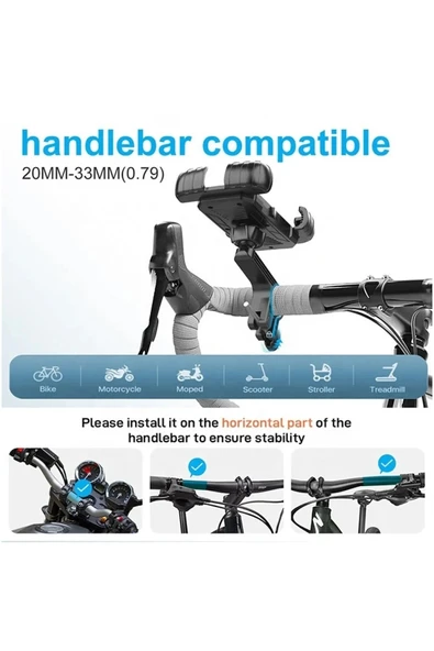 360° Derece Ayarlanabilen Gidon Bağlantılı Bisiklet Motosiklet İçin Abs 4-7.8″ İnç Telefon Tutucu - Resim 6