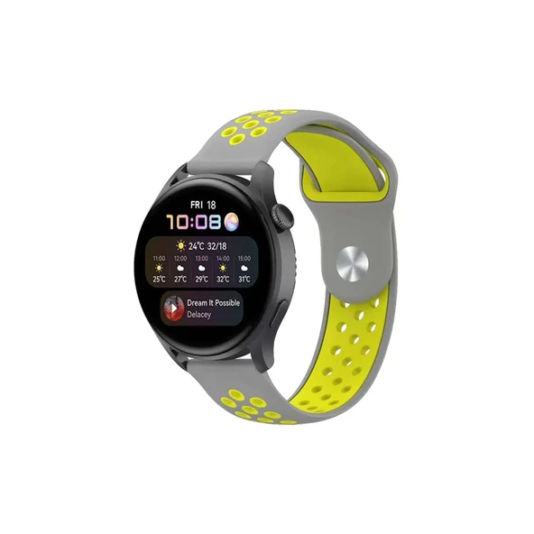 Watch 22mm Spor Delikli Kordon - Gri-yeşil ürün görseli 1