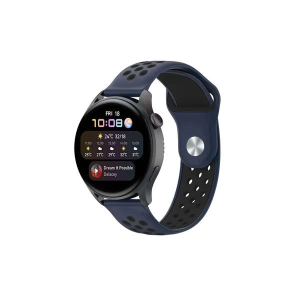 Watch 20mm Spor Delikli Kordon - Lacivert-siyah ürün görseli 1