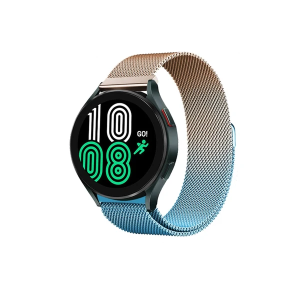 Watch 22mm Metal Mıknatıslı Kordon - Metalik Gold-mavi ürün görseli 1