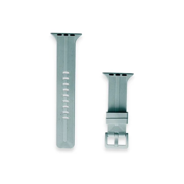 Apple Watch 38mm Kr408 Çizgili Silikon Kordon - Yeşil - Resim 2