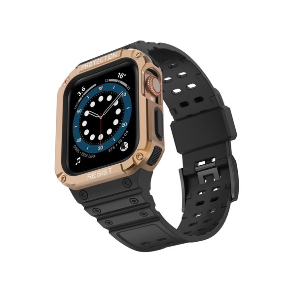 Apple Watch 42mm Kr401 Silikon Kordon - Siyah-rose ürün görseli 1