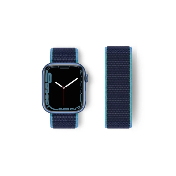 Apple Watch 38mm Hasırlı Cırtcırtlı Kordon - Mavi-lacivert ürün görseli 1