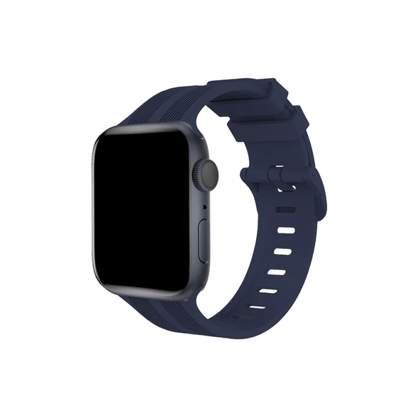 Apple Watch 38mm Kr408 Çizgili Silikon Kordon - Lacivert ürün görseli 1
