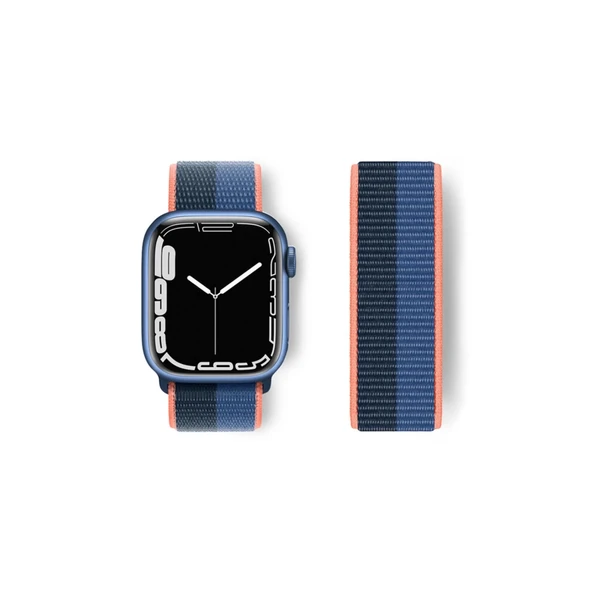 Apple Watch 38mm Hasırlı Cırtcırtlı Kordon - Siyah-mavi ürün görseli 1