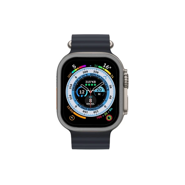 Apple Watch Ultra 49mm Alüminyum Kasa Cam Ekran Koruyucu - Gri - Resim 3