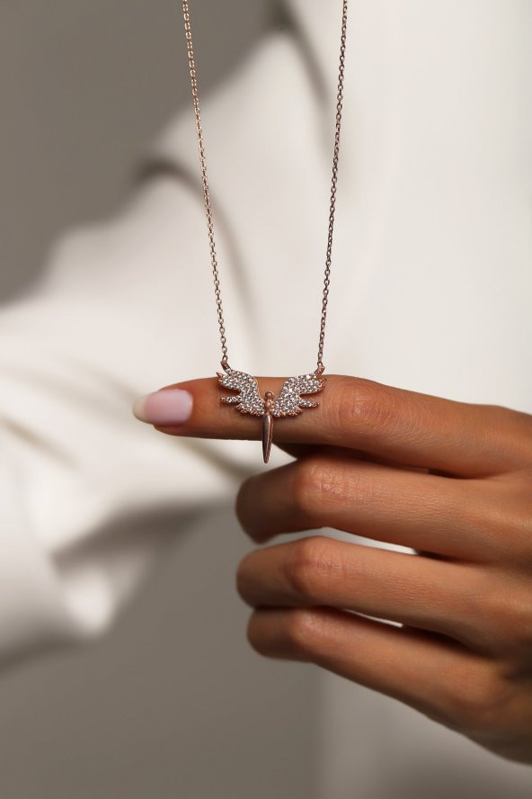 925 Ayar Gümüş Mikail Kanat Tasarımlı Kolye - 2