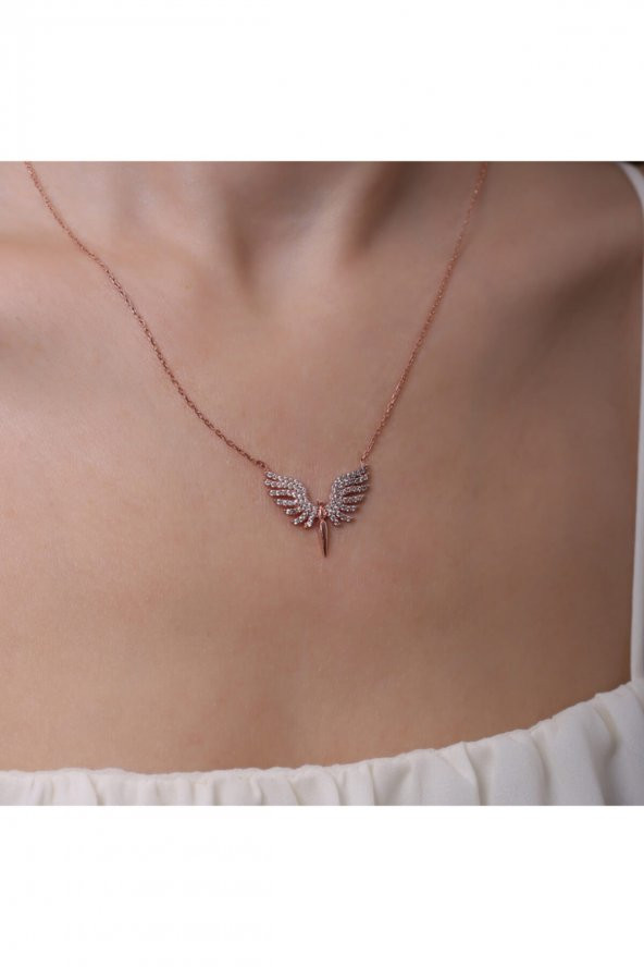 925 Ayar Gümüş Mikail Kanat Tasarımlı Kolye - 2