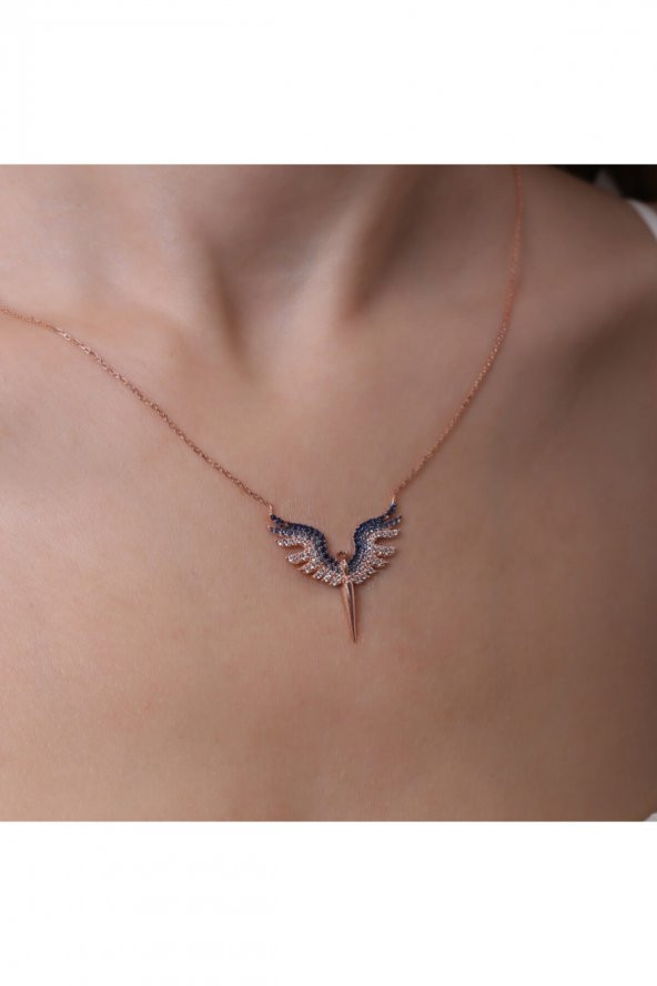 925 Ayar Gümüş Mikail Kanat Tasarımlı Kolye - 2