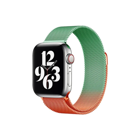 Apple Watch 38mm Metal Mıknatıslı Kordon - Turuncu-yeşil ürün görseli 1