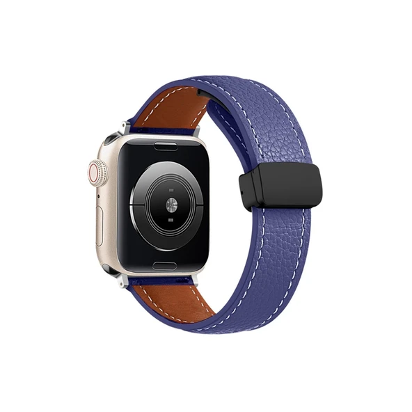 Apple Watch 38mm Kr414 Daks Deri Kordon - Lacivert ürün görseli 1