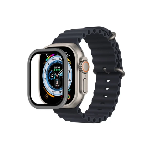 Apple Watch Ultra 49mm Alüminyum Kasa Cam Ekran Koruyucu - Gri ürün görseli 1