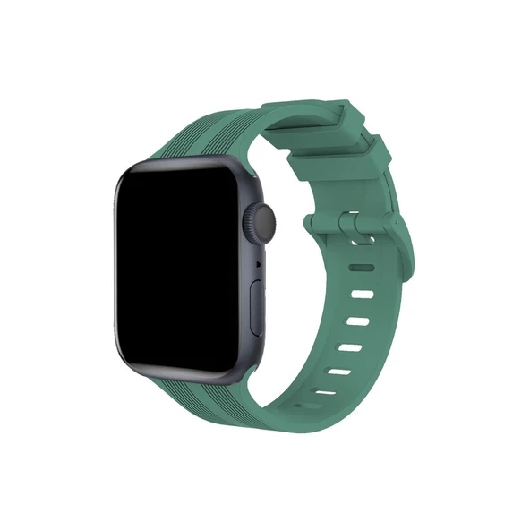 Apple Watch 38mm Kr408 Çizgili Silikon Kordon - Yeşil ürün görseli 1