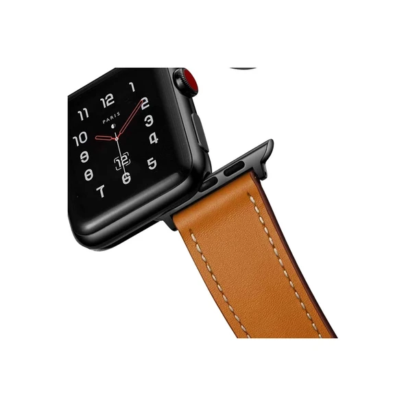 Apple Watch 38mm Kr415 Luaz Deri Kordon - Kahverengi - Resim 4