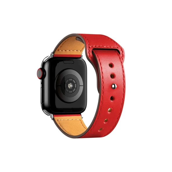 Apple Watch 38mm Kr415 Luaz Deri Kordon - Kırmızı ürün görseli 1