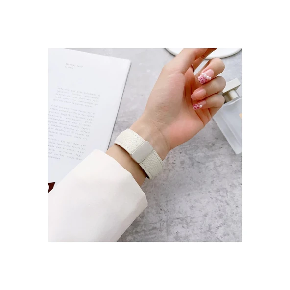 Apple Watch 38mm Kr414 Daks Deri Kordon - Siyah - Resim 5