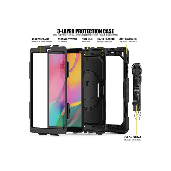 Samsung Galaxy T510 Tab A 10.1 Kılıf Pars Tablet Kapak - Siyah - Resim 3