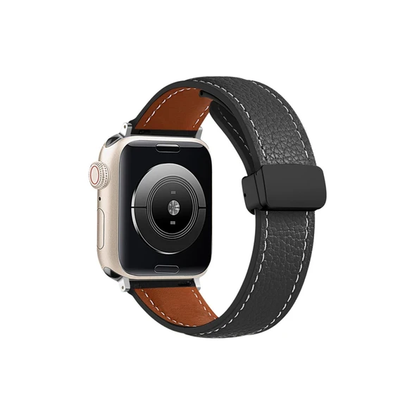 Apple Watch 38mm Kr414 Daks Deri Kordon - Siyah ürün görseli 1