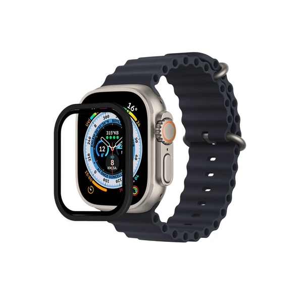 Apple Watch Ultra 49mm Alüminyum Kasa Cam Ekran Koruyucu - Siyah ürün görseli 1