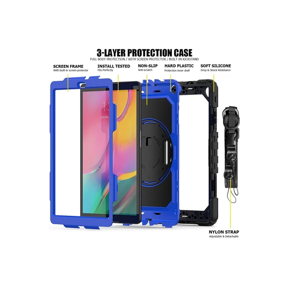 Samsung Galaxy T290 Tab A 8 Kılıf Pars Tablet Kapak - Mavi - Resim 4