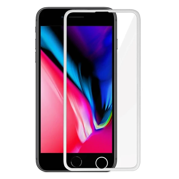 İphone 6 18d Cam Ekran Koruyucu - Beyaz - Resim 4