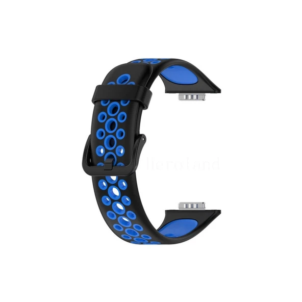 Huawei Watch Fit 2 Spor Delikli Kordon - Siyah-mavi - Resim 2