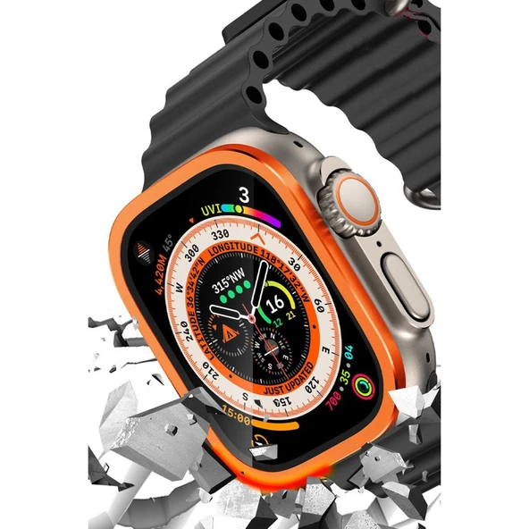 Apple Watch Ultra 49mm Alüminyum Kasa Cam Ekran Koruyucu - Turuncu ürün görseli 1
