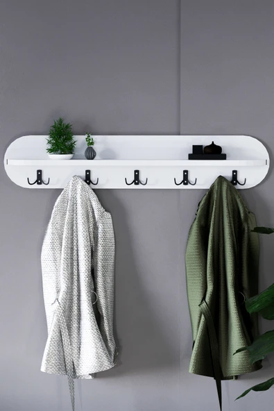 HMC DECOR Duvar Elbise Askılığı 90 Cm Beyaz ürün görseli 1