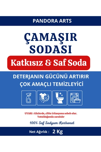 Pandora Arts Çamaşır Sodası Sodyum Karbonat Eco 2 Kg Çamaşır Deterjanı Ağartıcı Katkısı Kireç Önleyici - Resim 2