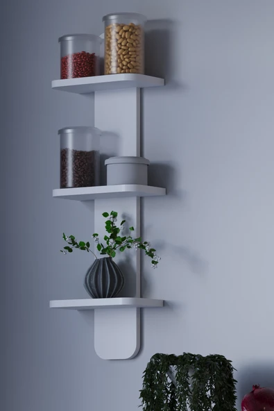 HMC DECOR Çok Amaçlı Duvar Rafı Düz Beyaz ürün görseli 1