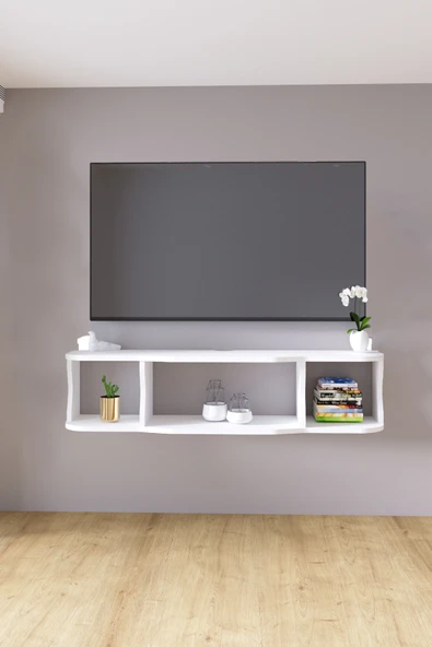 HMC DECOR 120cm Ayaksız Duvara Monteli Tv Ünitesi Mat Beyaz ürün görseli 1