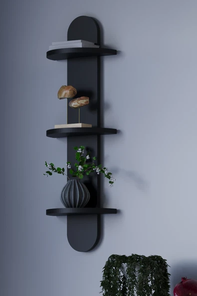 HMC DECOR Çok Amaçlı Duvar Rafı Oval Antrasit Gri ürün görseli 1